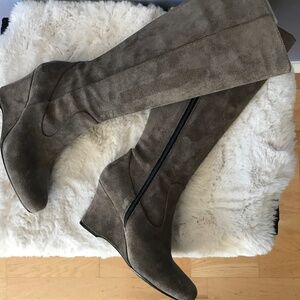 Suede Born knee high heeled boots size 8.5